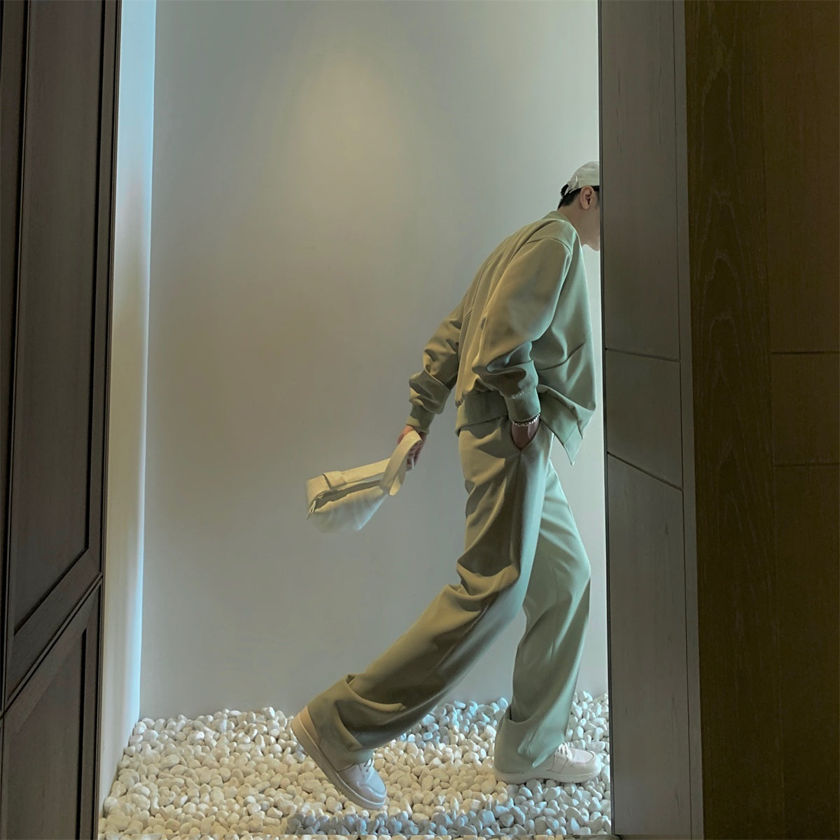 Set Of Draped Trousers Early Autumn Men's Casual Two-Piece Suit