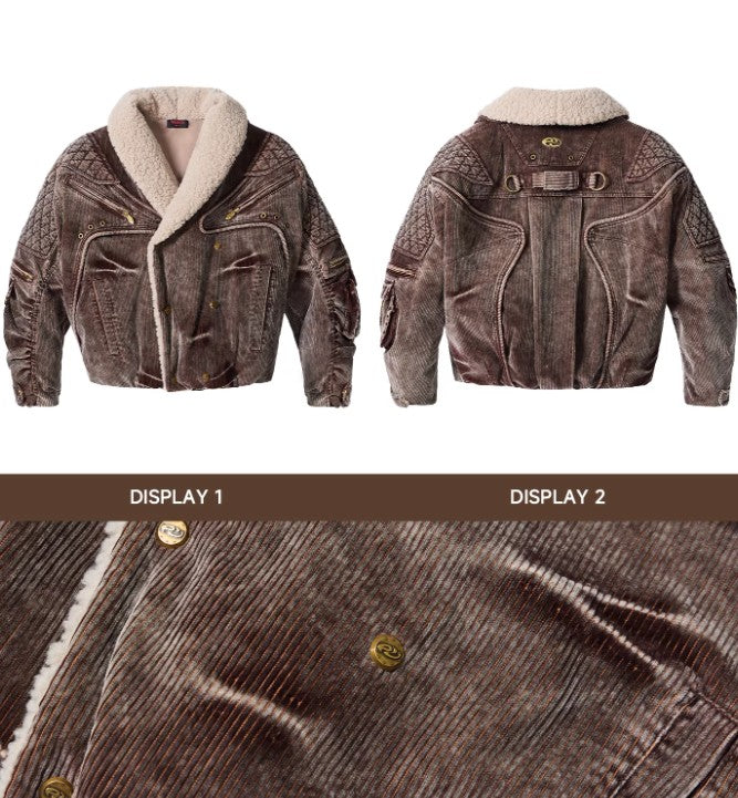 Filter-fried-color Corduroy 90 White Duck Down Jacket