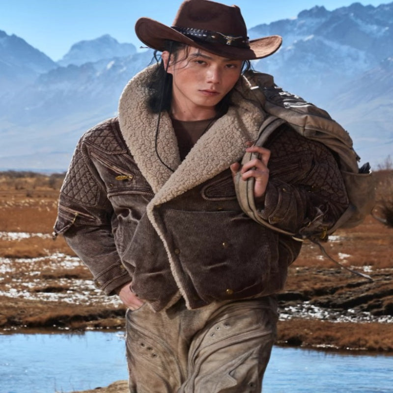 Filter-fried-color Corduroy 90 White Duck Down Jacket