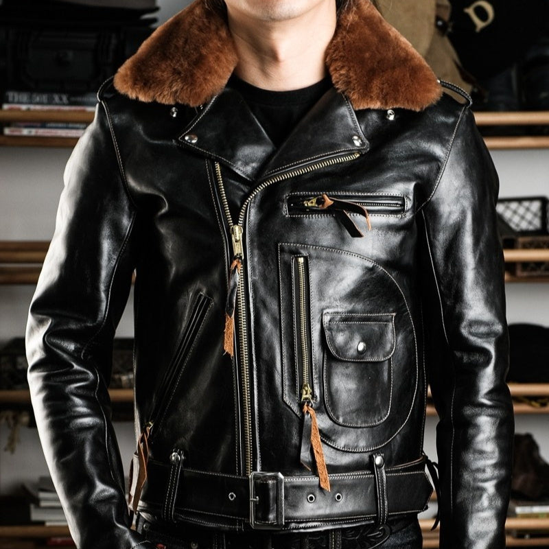 Detachable Fur Collar And Belt Fully Equipped Men's Jacket